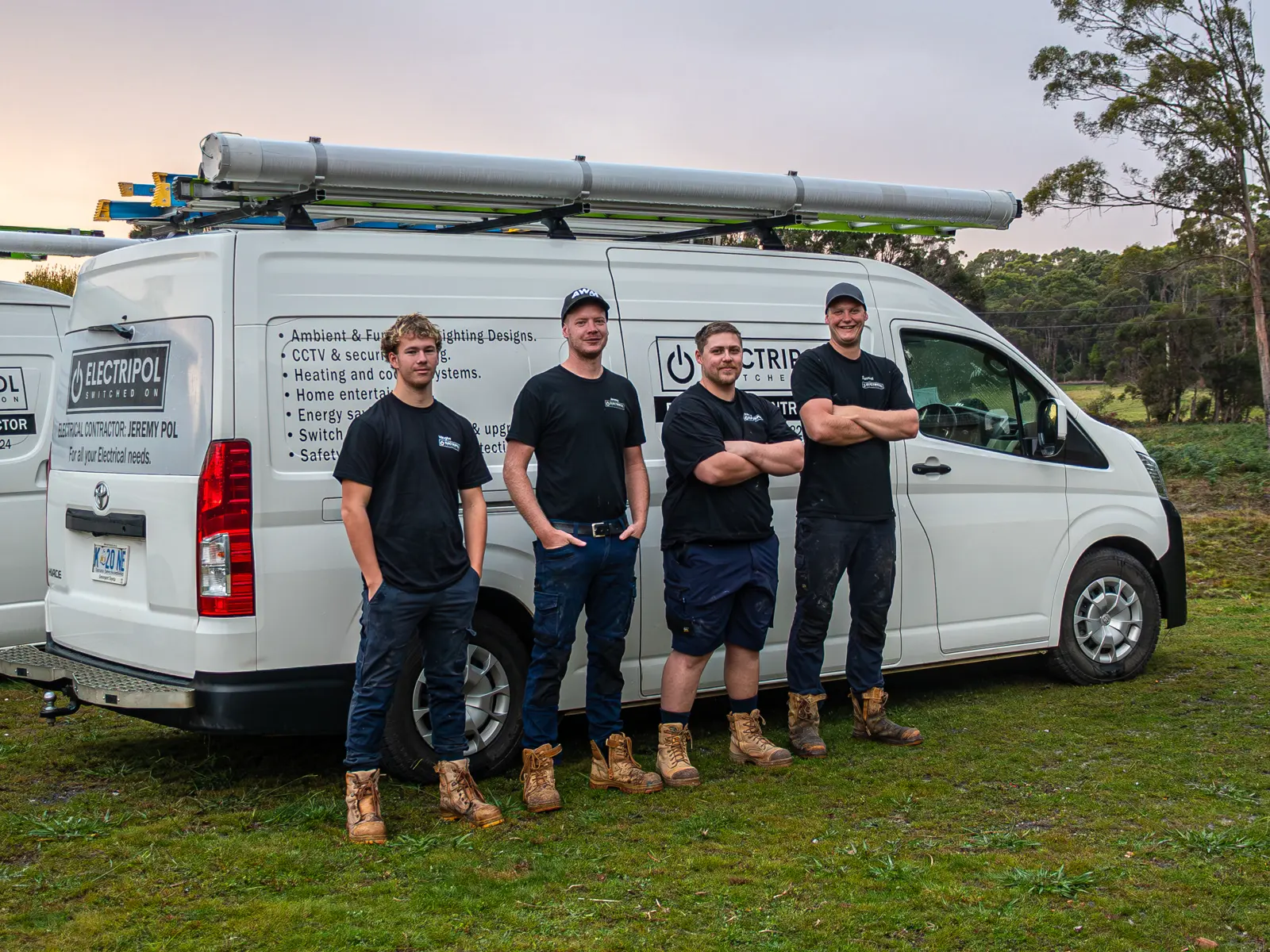 The Electripol team in front of the work van